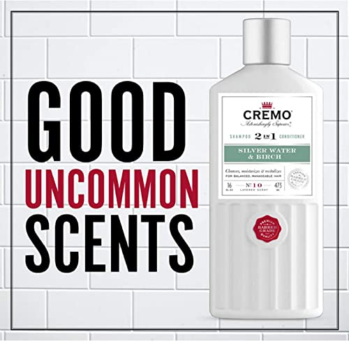 Cremo Barber Grade Silver Water & Birch 2-In-1 Shampoo & Conditioner, 16 Fl Oz (2-Pack) #TOP1