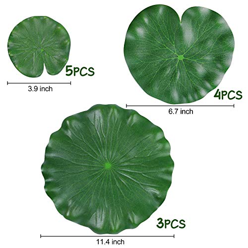 Zaugontw 12 Pieces Realistic Lily Pads Leaves, Artificial Floating Foam Lotus Leaves, Water Lily Pads Artificial Foliage Pond Decor For Pond Pool Aquarium Decoration #TOP5