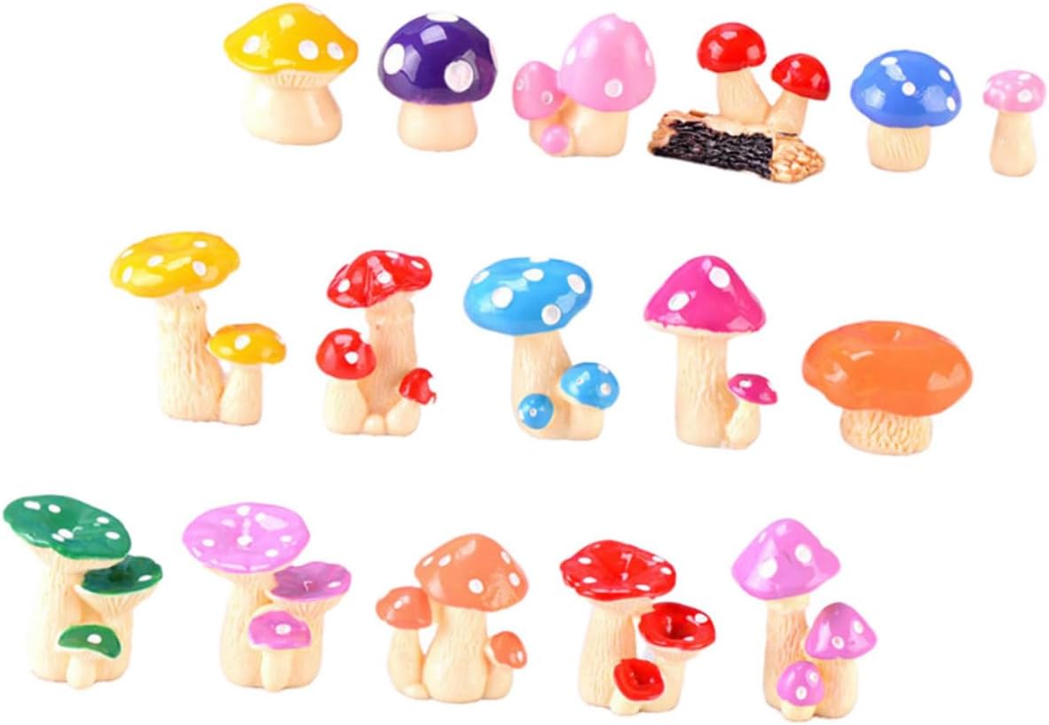SUPVOX 64pcs Miniature Mushroom Decor for Cake Garden Resin Mushroom Figurines for Crafts Accessories Decoration