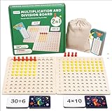 White Fox Studio 2in1 Holz Lernspiel Multiplikation & Division – Multiplikations- und Divisionsbrett für Kinder ab 6 Jahren, Interaktives Mathe Lernspiel, Rechenspiel für Grundschule