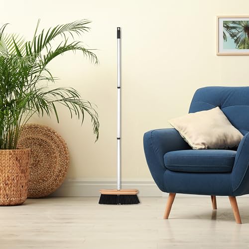 Image of Superio Kitchen Broom Premium Black Tampico Bristles with 48-Inch Grey Metal Handle, Heavy Duty Household Broom for Easy Sweeping of Dust and Debris, Ideal for Home, Kitchen, Bedroom, Floors & Corners