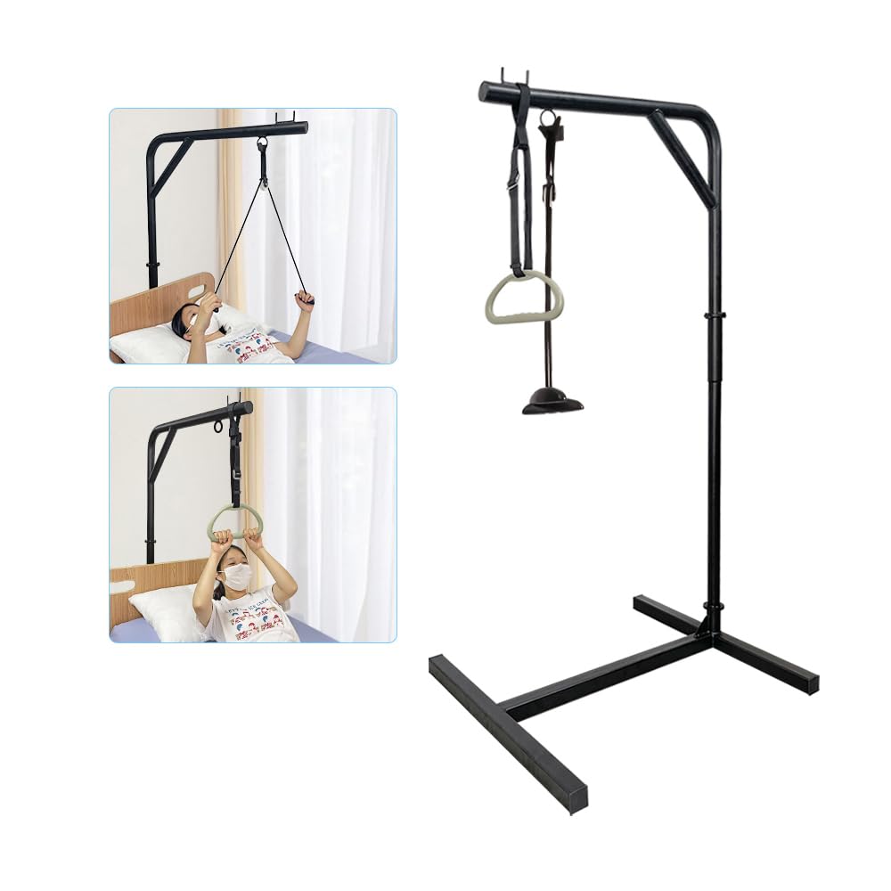 Mybow Bed Trapeze, Trapeze Bar for Bed Mobility, Free Standing Trapeze Frames, Bedside Pull Up Assist for Elderly Disabled, Handicap Lift Assistance, Hospital & Home Mobility Aid Support Handle