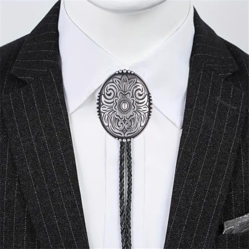 Image of GelConnie Floral Bolo Tie for Men Womens Bolo Tie Necklace Native American Black Men's Bolo Ties Western Cowboy Bolero Ties