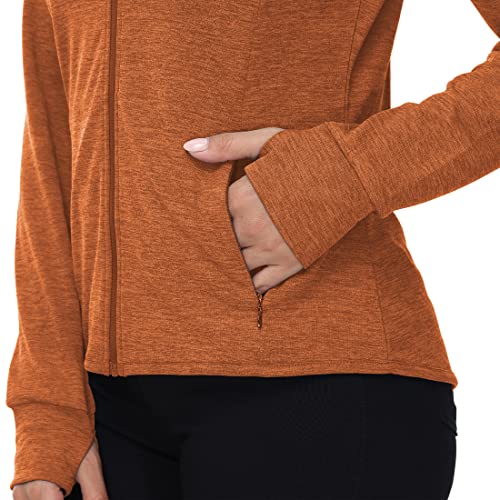 Tbmpoy Womens Upf 50+ Sun Protection Hoodie Jackets Light Weight Long Sleeve Shirts Hiking Outdoor Full Zip Tops Dark Orange Xxl #TOP4