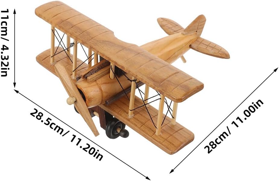 Wooden Airplane Model Small Vintage Plane 3D Propeller Airplane Wood Aircraft Retro Figurines for Plane Desktop Ornament 7.86 x 7.86 x 3.93Inch Random Color