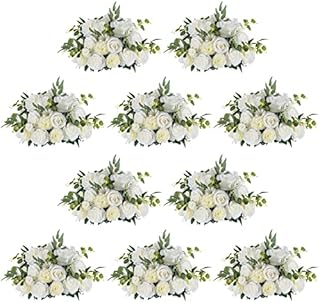 NUPTIO Flower Ball for Wedding Centrepieces - 2 Pcs 45cm Diameter Artificial Flower Balls Arrangement Bouquet Party Centrepieces for Tables - Large White Silk Rose Bouquets Centerpiece for Weddings