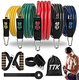 TTK Resistance Bands Set, Exercise Bands,Workout Bands with,Handles for Women & Men, 5 Stackable Resistance Bands with Door Anchor, Ankle Straps, Resistance Band,Yoga,Fitness Training up to150bl
