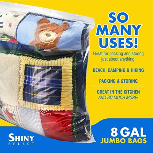 [ 50 Bags ] 8 Gallon X-Large Jumbo Storage Bags, Reclosable Clear Thick Plastic Freezer Meat Bags, 20" X 24" Extra Large Size For Clothes, Travel, Moving, Storage, & Organization #TOP1