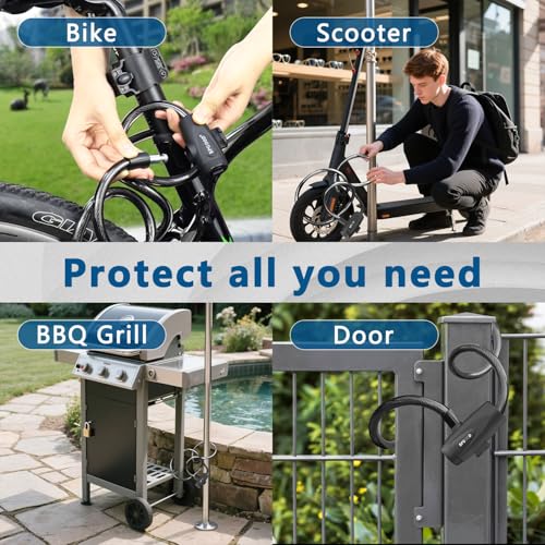 SPGOOD Bike Lock 1200mm/12mm with 2 Keys,Bicycle Lock with Mounting Bracket,Steel Cycling Cable Lock High Security,Lightweight Coiling Cable Lock for Bike,Scooter,Skateboard,Gate,Door (A-Black) - Image 6