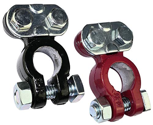 AERZETIX - C47213 - Lot de 2 cosses de batterie auto 12V / 24V positif et négatif - diamètre 16-18mm -rouge/noir