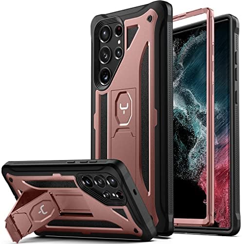 YOUMAKER Compatible with Samsung Galaxy S22 Ultra Case with Built-in Kickstand, [Military Grade Protection] Full Body Heavy Duty Rugged Shockproof Protective Cover for Samsung Galaxy S22 Ultra - Black