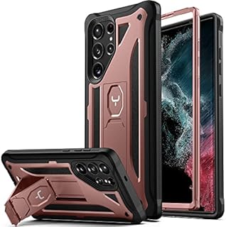 YOUMAKER Compatible with Samsung Galaxy S22 Ultra Case with Built-in Kickstand, [Military Grade Protection] Full Body Heavy Duty Rugged Shockproof Protective Cover for Samsung Galaxy S22 Ultra - Black