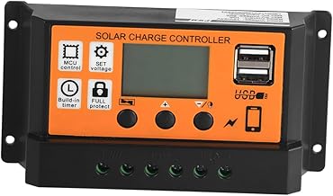 Pwm Solar Charge Controller with USB Port Light Control Timing Regulator for Battery Charging Overcurrent and Reverse Protection LCD Display Settings Compatible with Solar
