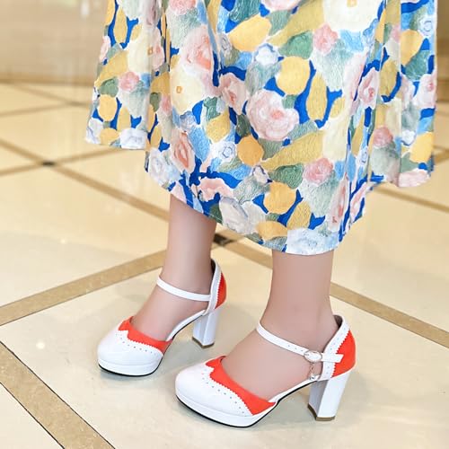 Image of MEOTINA Cute Bow Heels Mary Janes Shoes Women Dress Platform Strappy High Heels Kawaii Shoes