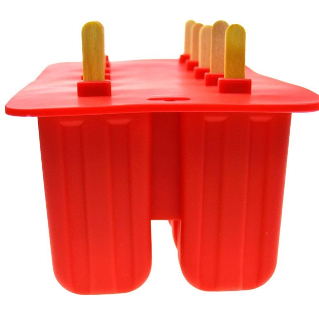 LIUFENGLONG Kitchen Ice Cube Tray, 10 Even Silicone Popsicle Mold Ice Plaid Popsicle Mold Ice Hockey Cake Mould Multicolor Optional Easy Ice Release and Clean (Color : Red, Size : Free Size)
