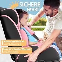 KIDIZ® Autokindersitz mit Isofix i-Size R129 100-150cm bis 12 Jahre, Kinderautositz Gruppe 1/2/3, mitwachsender Kindersitz, 5-Punkt-Gurt & höhenverstellbare Kopfstütze, Sitzerhöhung Auto, Rosa – Ansicht 7