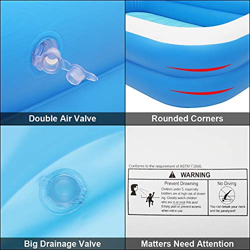 Inflatable Swimming Pool Family Full-Sized Inflatable Pools 102" X 70" X 22" Thickened Family Lounge Pool For Kids & Adults Oversized Kiddie Pool Outdoor Blow Up Pool For Backyard, Garden #TOP2