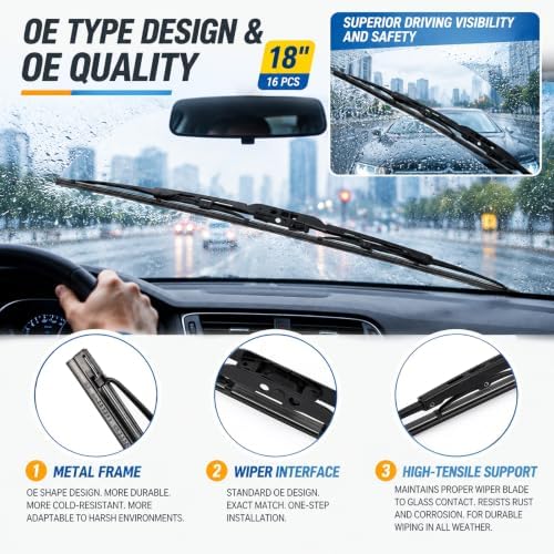 BBTO 16 Pack Wiper Blades 18 Inch Silicone Windshield Wipers — 사진 3