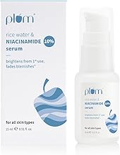 Plum 10% Niacinamide Serum with Rice Water | Provides Clear, Glowing & Brightening Skin | for Acne Prone, Combination, Oily & Sensitive Skin | Oil Control & Anti Acne Face Serum for Women & Men | 15ml