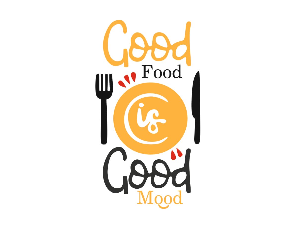 Sticker Studio PVC Vinyl Good Food is Good Mood Wall Sticker | Multicolor Kitchen Decal | Self-Adhesive, Standard Size | P...