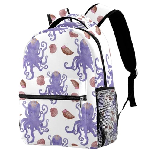 Sac à dos d'école multicolore à motif poulpe pour filles et garçons de 29.4x20x40cm