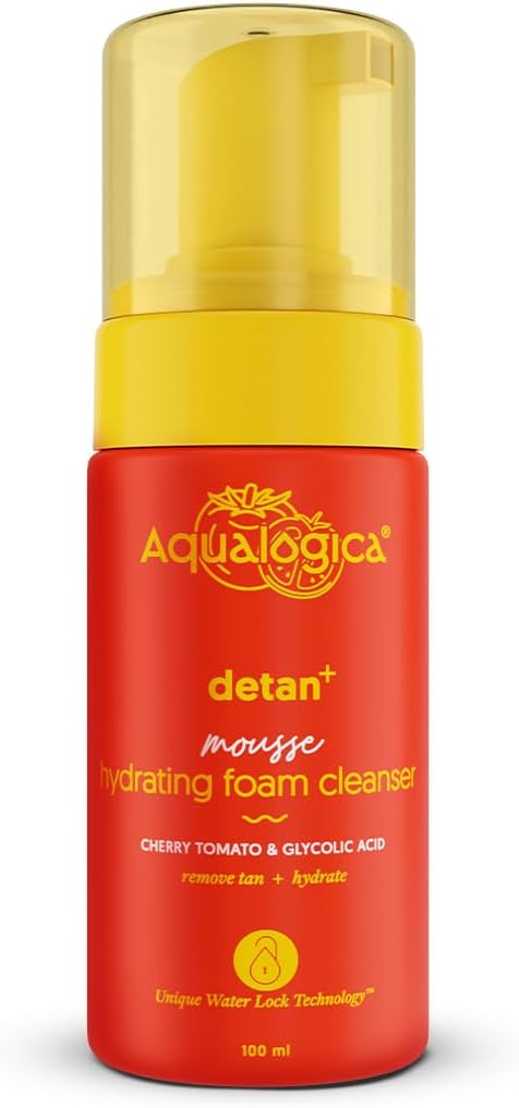 Aqualogica Detan+ Mousse Hydrating Foam Cleanser- Foaming Cleanser | Foaming Face Wash | Gentle Cleansing - 100 ml Gently Cleanses | Brightens & Hydrates | Detans Skin