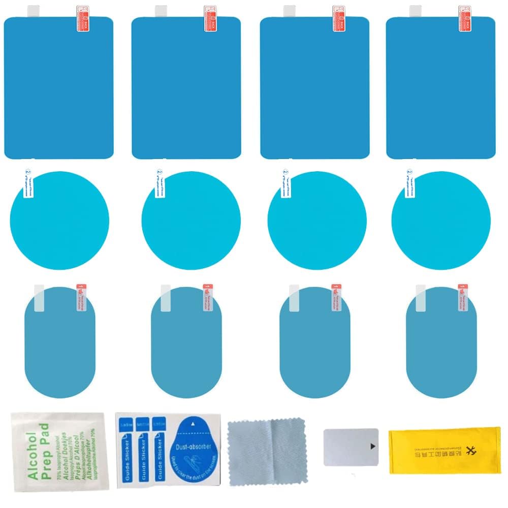 カーバックミラー防水フィルム 防水フィルム 車用サイドミラー 防水フィルム 車用 車用 親水フィル車のバックミラーフィルム 撥水フィルム 汎用型 防水フィルム 自動車用ユニバーサル防水フィルム 防雨性 撥水性 非フォギング性 防眩性 高視認性 クリアな視界 雨天時の運転も安心 取り付けが簡単 オーバル*4 スクエア*4 ラウンド*4 12pcs（ブルー）