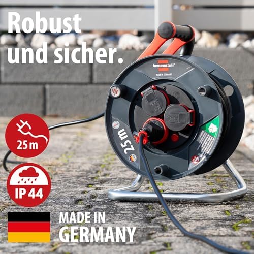 Bild 1 - Brennenstuhl Garant V2 IP44 Kabeltrommel 25m outdoor (Made in Germany, 3 Schutzkontakt-Steckdosen, Spezialkunststoff)
