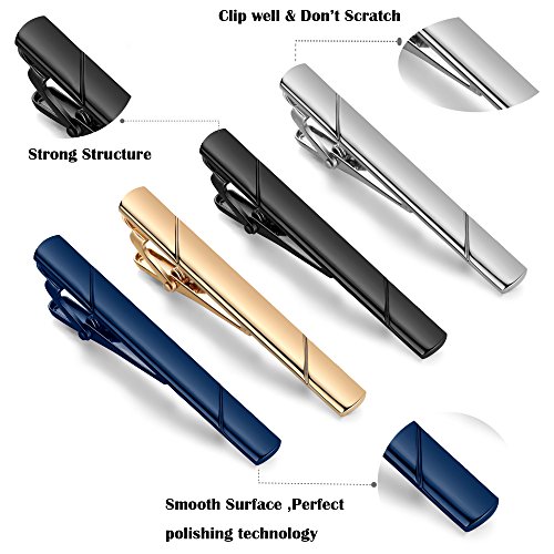 SEVENSTONE 8Pcs Tie Clips for Men Tie Pin Set Ties Necktie Business Bar Clips