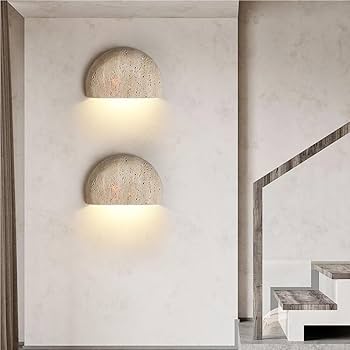 DHFIRUFSHLO Wabi-Sabi Japandi Wall Sconce Natural Stone Curved