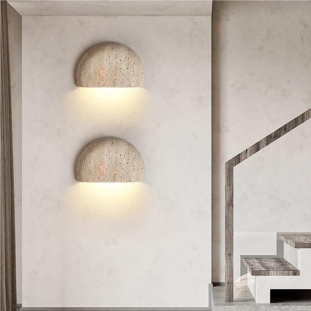 moon11段200台1枚板ヘリポート付ロータリー交差点付き DHFIRUFSHLO Wabi-Sabi Japandi Wall Sconce Natural Stone Curved
