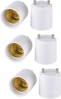 FINELED 6 Pack of GU24 to E26 E27 Adapter - Converts Your Pin Base Fixture (GU24) to Standard Screw-in Bulb Socket (E26/E27) (6PACK)