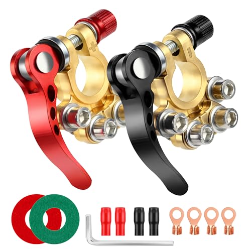 2 bornes pour batterie, 4 voies, 12 V/24 V, connecteur positif et négatif pour batterie de voiture avec protection anti-corrosion pour voiture, camion, bus et...
