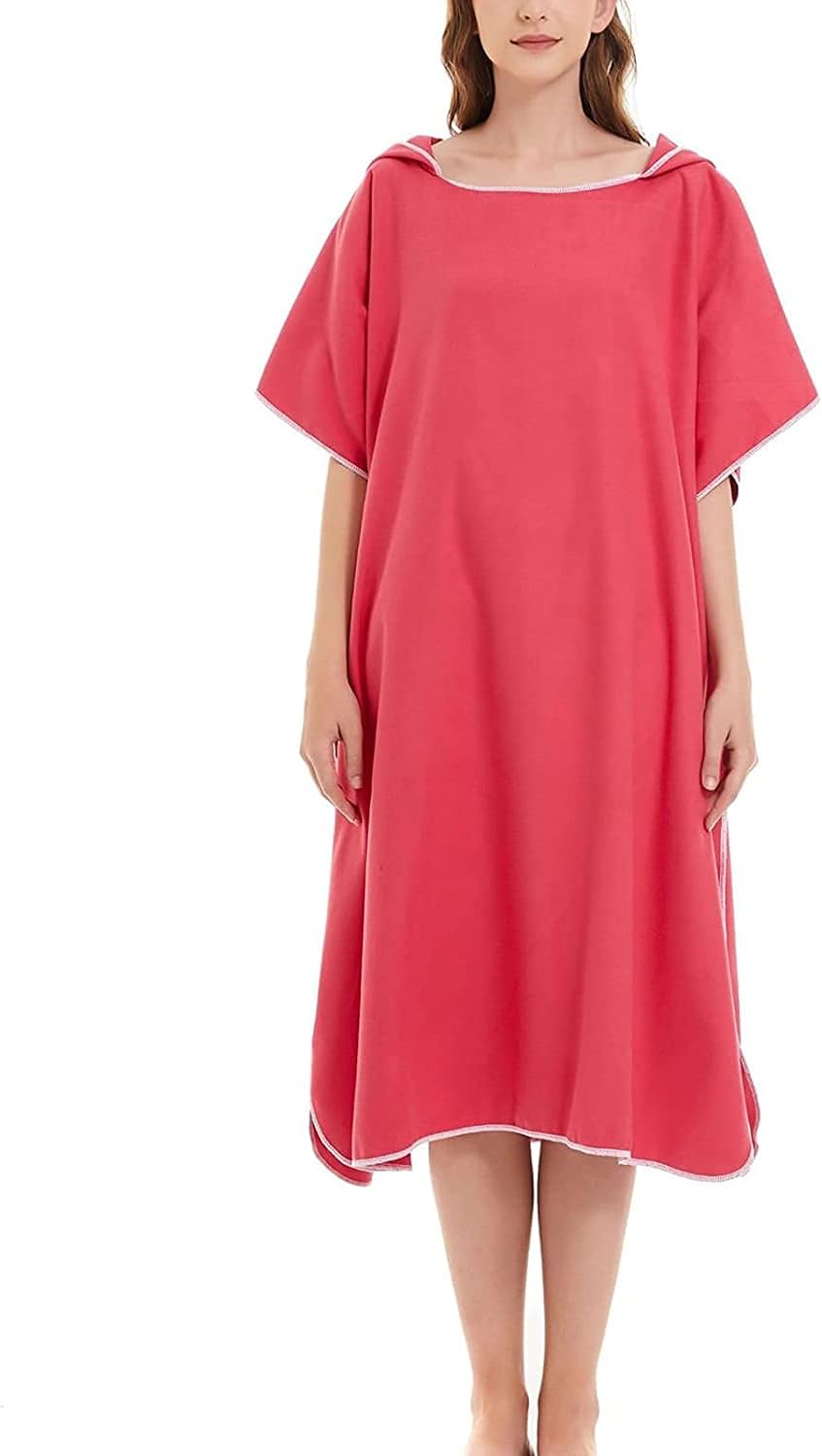 Beach Towels Sports Towel Changing Towel Changing Robe Towel Poncho with Hood for Beach, Swimming, Surfing,One Size Fit Black 811(Color:Orange)