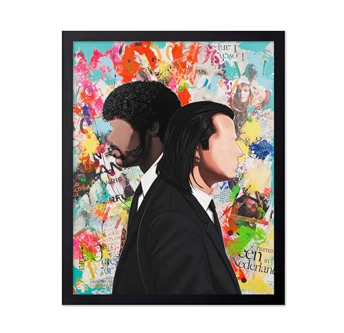 Poster Master Gentlemen Poster - Faceless Gentlemen Print - Faceless Illustration Art - Pop Movie Piece - Colorful Design - Living Room or Bedroom Wall Decor - 8x10 Black Framed