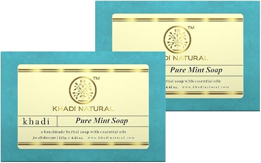 KHADI NATURAL Pure Mint Soap, 125g| Herbal Soap for Removing Dirt &amp; Impurities | No mineral oils added| Suitable for All S...