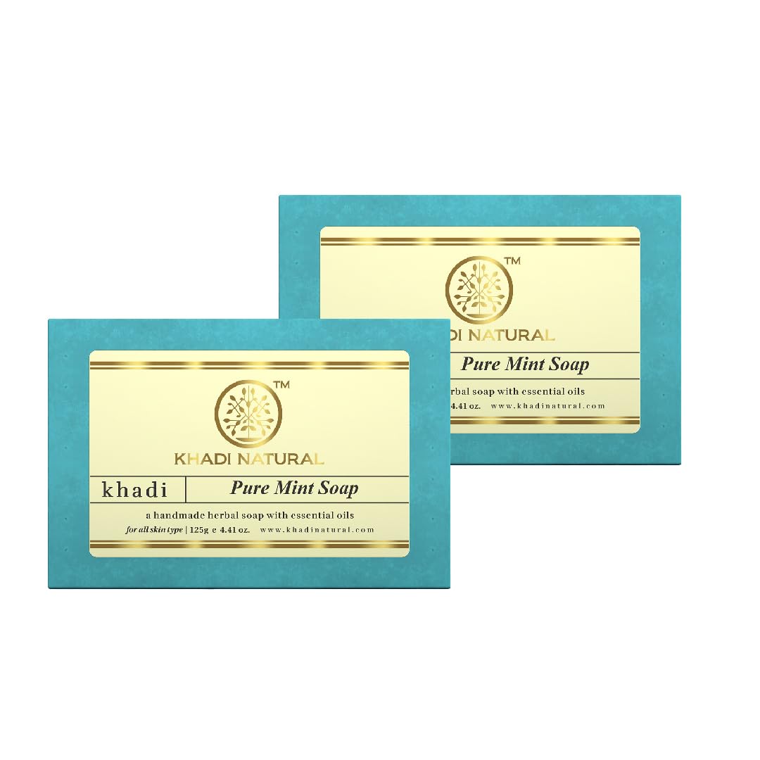 KHADI NATURAL Pure Mint Soap, 125g| Herbal Soap for Removing Dirt & Impurities