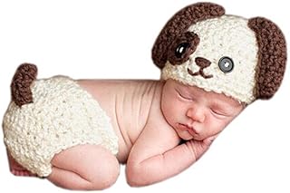 ملابس تنكرية وحفاضات للاطفال حديثي الولادة من بينبو على شكل حيوانات مخصصة للتصوير كلب صغير قبعة قطن متعدد الألوان