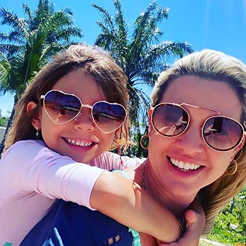 Jovakit Kids Polarized Heart Shape Sunglasses For Toddler Girls Age 3-10, Cute Lovely Style Metal Frame Uv400 Protection Sun Glasses (Gold/Gradient Pink) #TOP5
