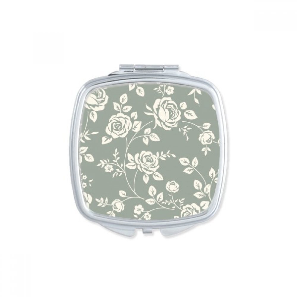 Miroir de poche plante rose et illustration fleur pour maquillage compact carré DIYthinker