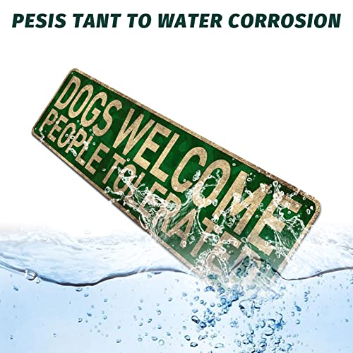 Civotil Dogs Welcome People Tolerated - 4" X 16" Funny Welcome Sign Novelty Plaque For Dog Lovers & Pet Owners #TOP3