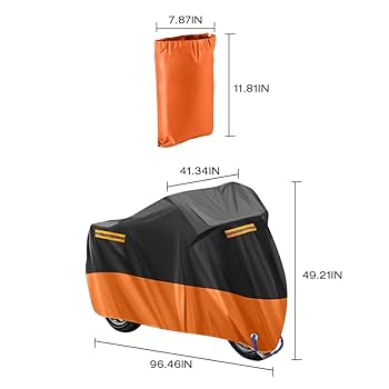 Telo Per Moto Favoto Impermeabile - 300D Oxford, Cuciture Termosaldate, Strisce Riflettenti, 265x105x125cm