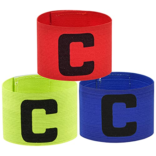 3 x Brazalete De Capitan de Futbol C Banda del Capitán para Fútbol, Brazalete de Fútbol Multicolor Ajustable, Brazalete de Capitán de Fútbol para Niños y Adultos Junior Apto para Varios Deportes
