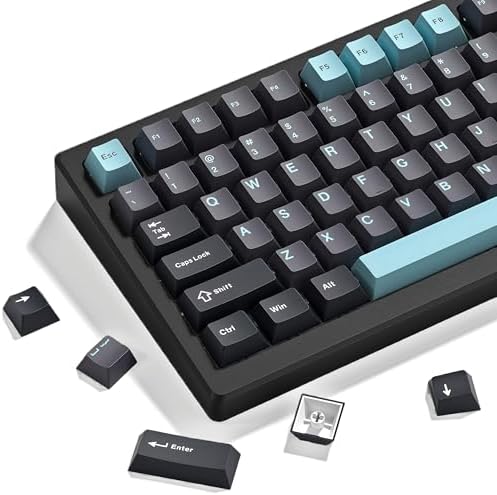 184 Keys Double Shot Keycaps, PBT Custom Keyboard Keycaps Full Set, XVX Profile Keycaps for 60% 65% 75% 100% Cherry Gateron MX Switches Mechanical Keyboard, Grey/Dark Blue