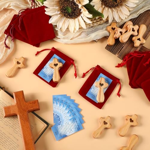 Bucherry 75세트 올리브 나무 십자가, 가방 및 기도 카드 포함, 나무, 5.9cm(2.36인치) — 사진 3