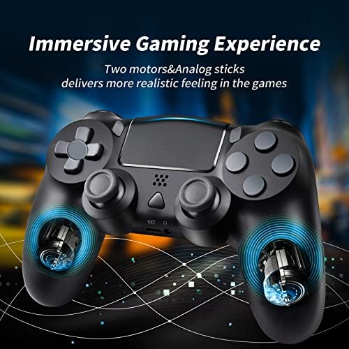 Wireless Controller for PS-4, Dual Vibration Gamepad Compatible with PS-4/Pro/Slim/PS-3, Long Standby Game Remote with Enhanced Analog Joystick/6-Axis/3.5mm Audio Jack/Touchpad/Anti-Slip Grip, Black