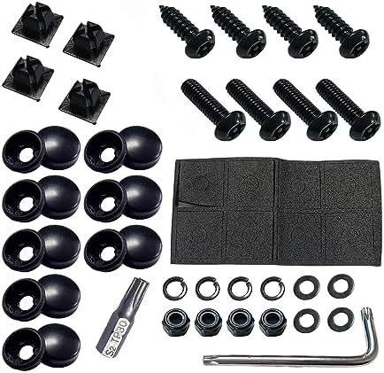 Black Stainless Anti-Theft License Plate Screws With Caps – For Honda & Imports - View #5