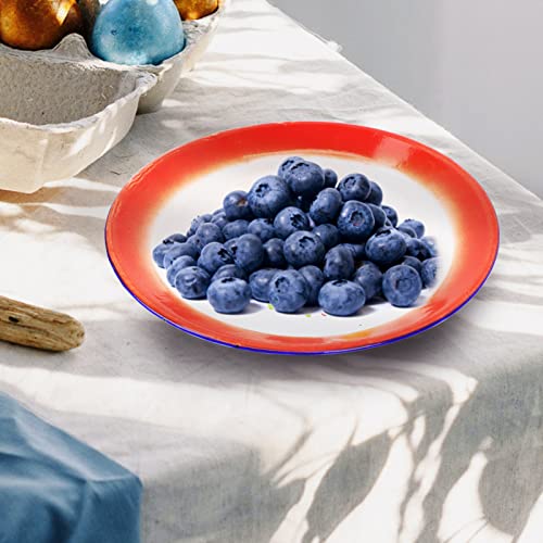 Hemoton 3Pcs Vintage Enamel Plate Fruit Plate Enamel Fruit Platter Vintage Salad Plate Enamel Washing Platter Vintage Enamelware Serving Platter (20Cm/ 8Inch) #TOP6