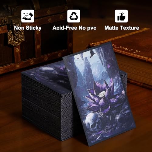 Image of Kabinka MTG Card Sleeves - 100 Standard Size Pack Clear Front & Matte Finish Back with Lotus, Premium Sleeves for Magic The Gathering TCG