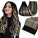 Full Shine 18" Tape in Hair Extensions Pastel Balayage Ombre Hair Extensions Color #2 Fading to #8 Full Head Real Hair Glue in Extensions 50g 20 Pcs Per Package